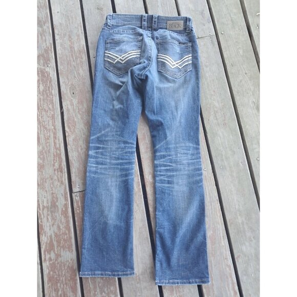 Buckle Black Fit No. 9 Bootleg Jeans Mens Size 33 Xl Distressed Stretch Denim - Picture 1 of 4